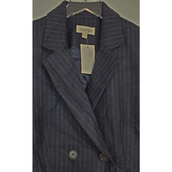 NWT Crippen size S wool alpaca blend long sleeve striped 2 buttons blazer navy - Picture 3 of 11